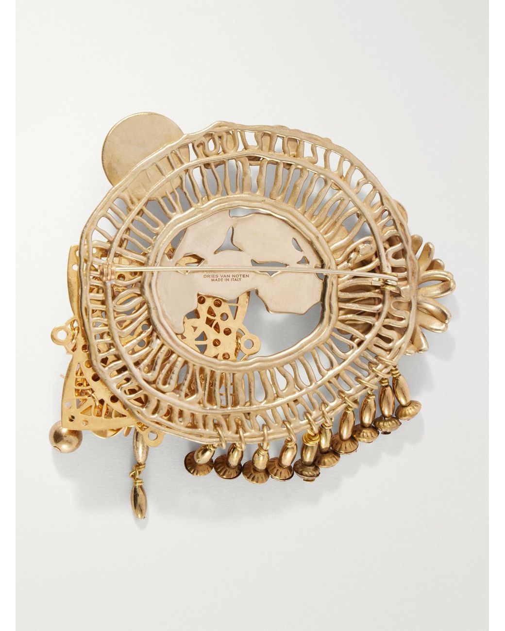 Dries Van Noten Metallic Embellished-Tone Brooch