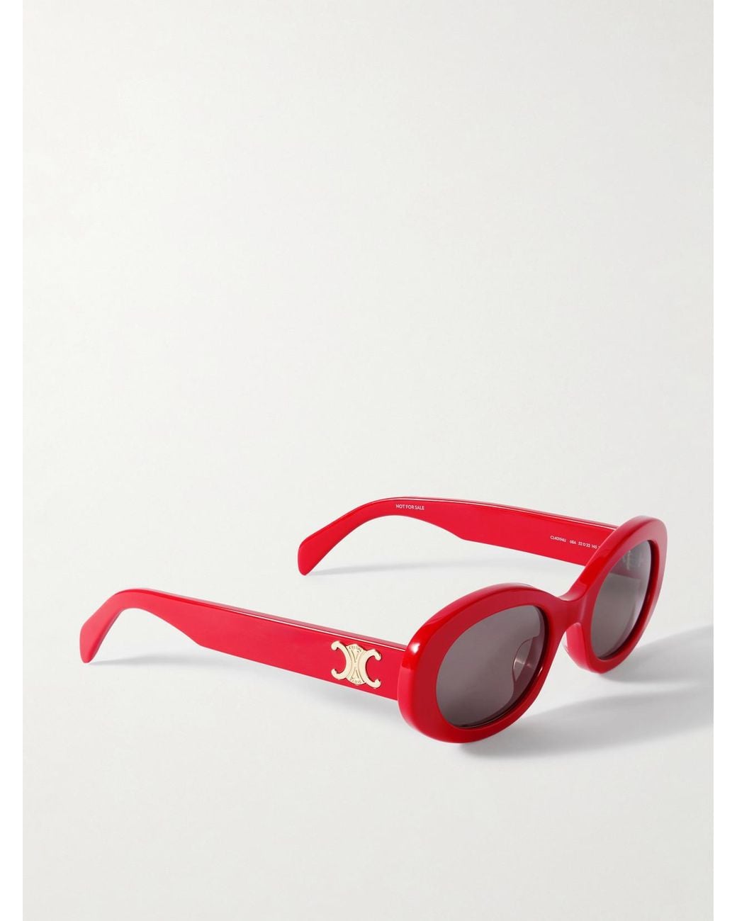 Céline Red Triomphe Oval-Frame Acetate Sunglasses