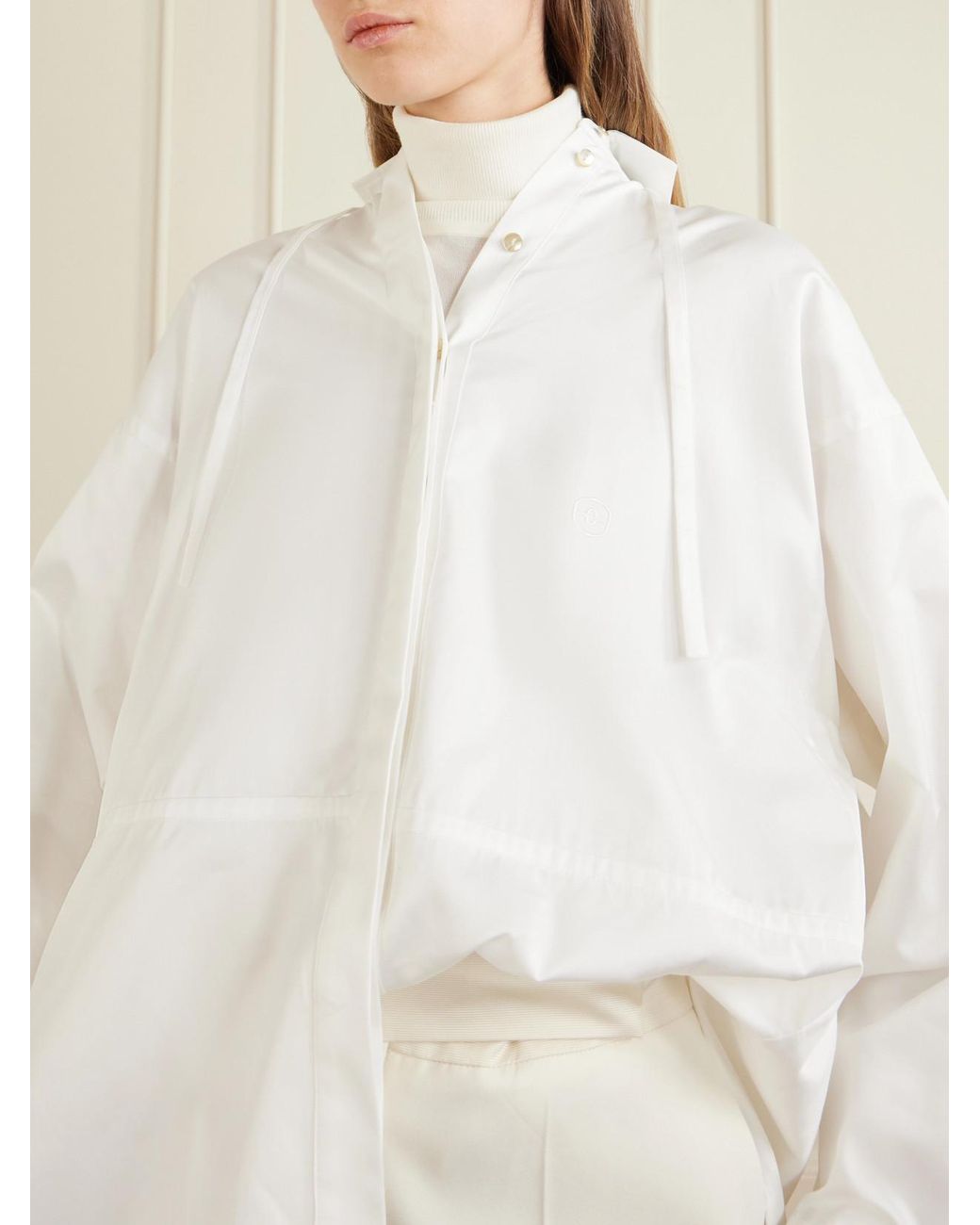 RÙADH White Dune Tie-Detailed Cotton-Sateen Shirt