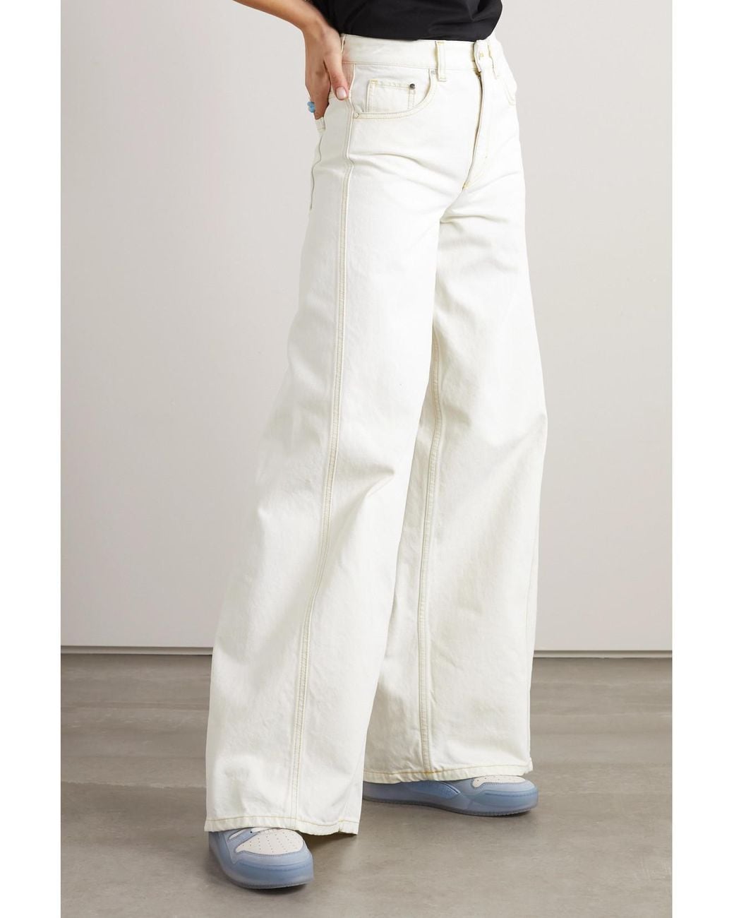 Moncler Genius White Alicia Keys High-Rise Wide-Leg Jeans