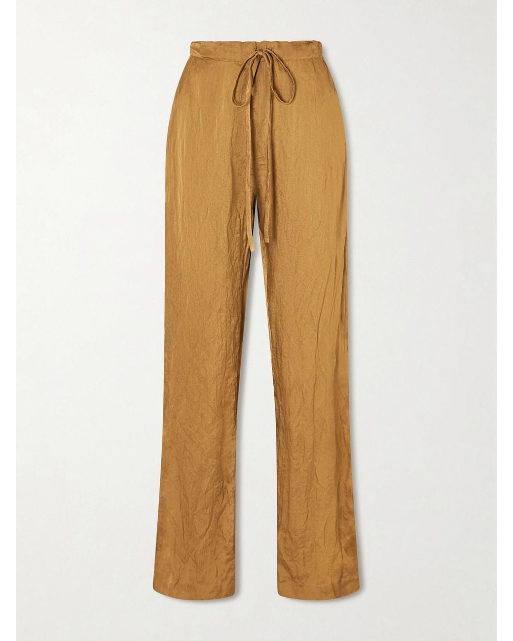 Khaite Natural Rohen Crinkled-Voile Pants