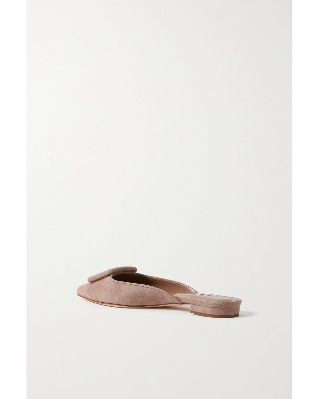 Manolo Blahnik Brown Maysale Buckled Suede Point-Toe Flats