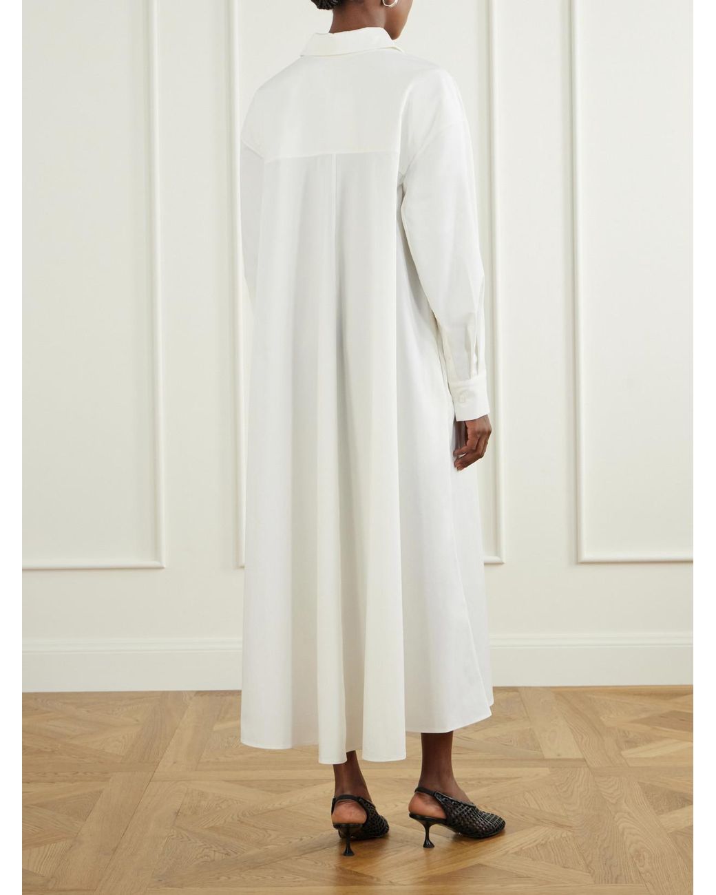 Kallmeyer White Bayla Cotton-Poplin Midi Dress