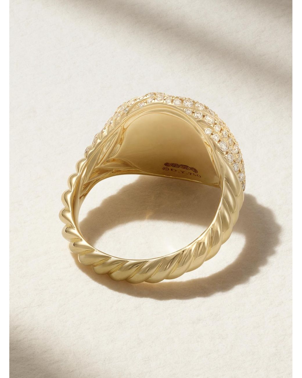 David Yurman Natural Sculpted Cable 18-Karat Diamond Pinky Ring