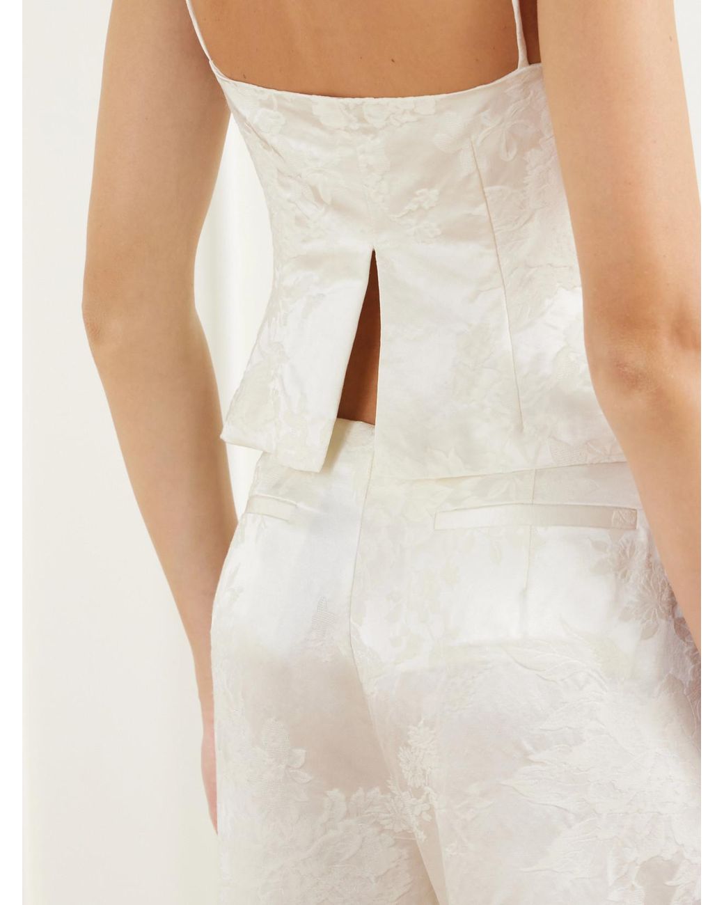 St. Agni Natural Wool And Silk-Blend Floral-Jacquard Cloqué Cami