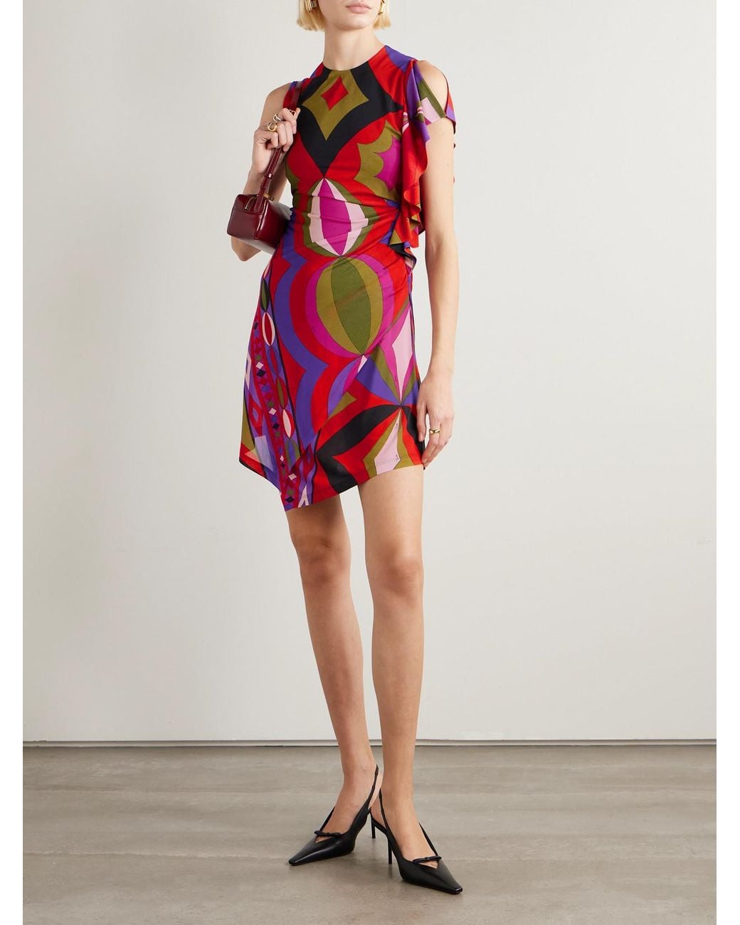 Emilio Pucci Red Printed Jersey Mini Dress