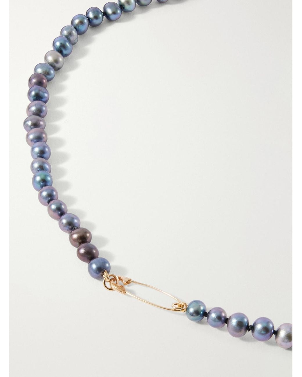 Loren Stewart Natural Pearl Safety Pin 14-Karat And Pearls Necklace