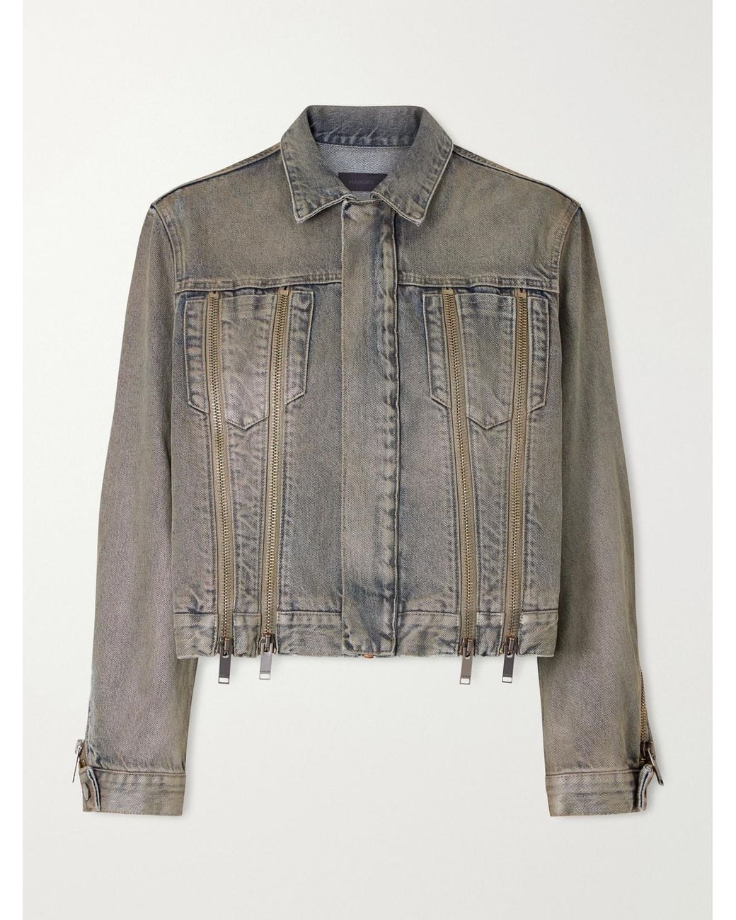 Haikure Gray Medea Ziggy Zip-Detailed Denim Jacket