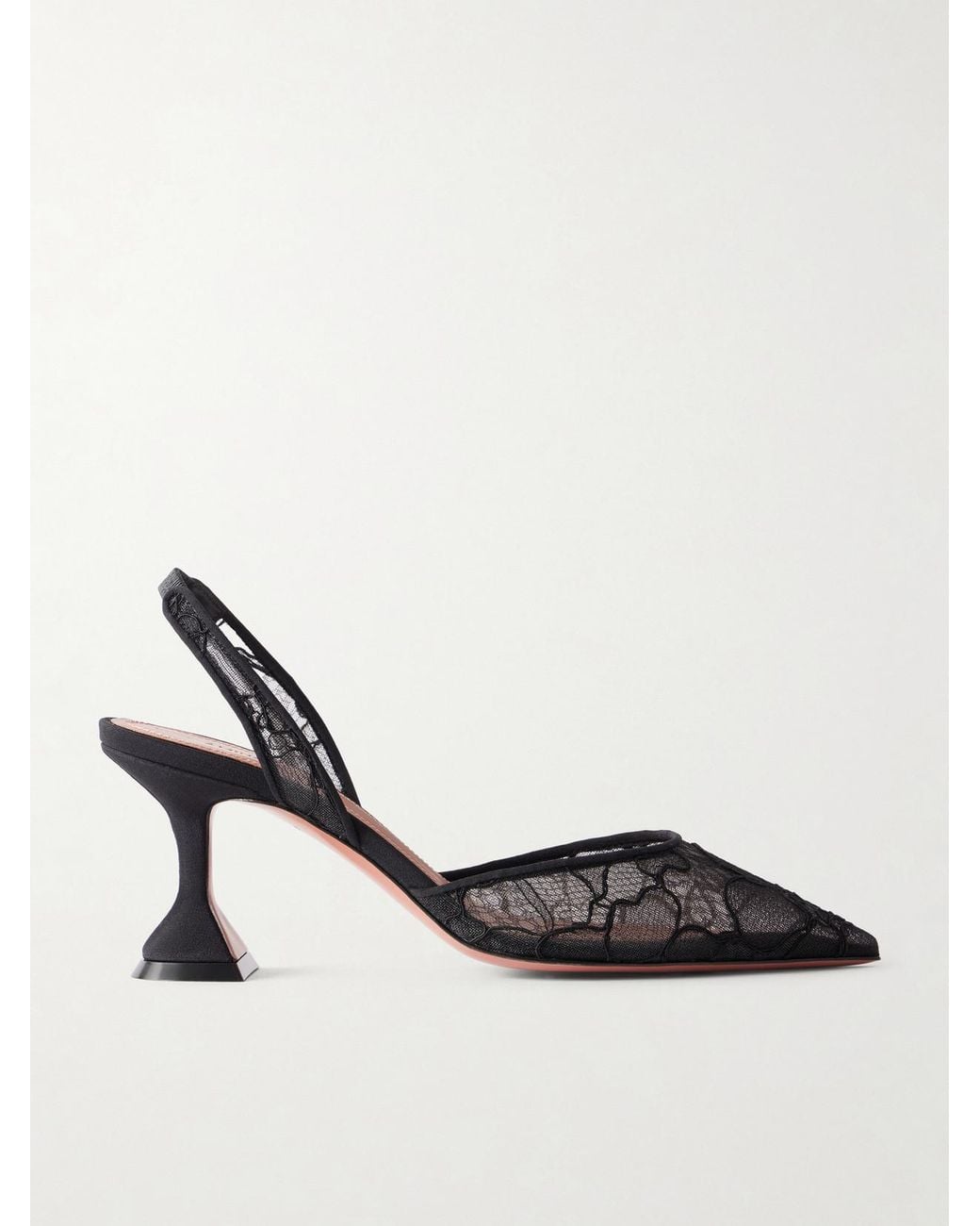 AMINA MUADDI White Holli 70 Satin-Trimmed Lace Pumps