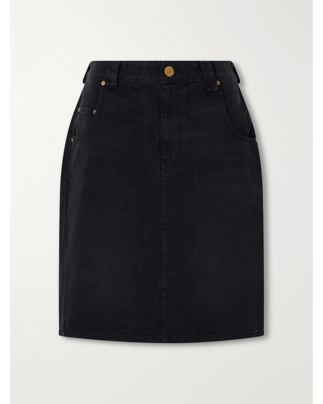 Willy Chavarria Black Bad Girl Faded Denim Knee-Lenght Skirt