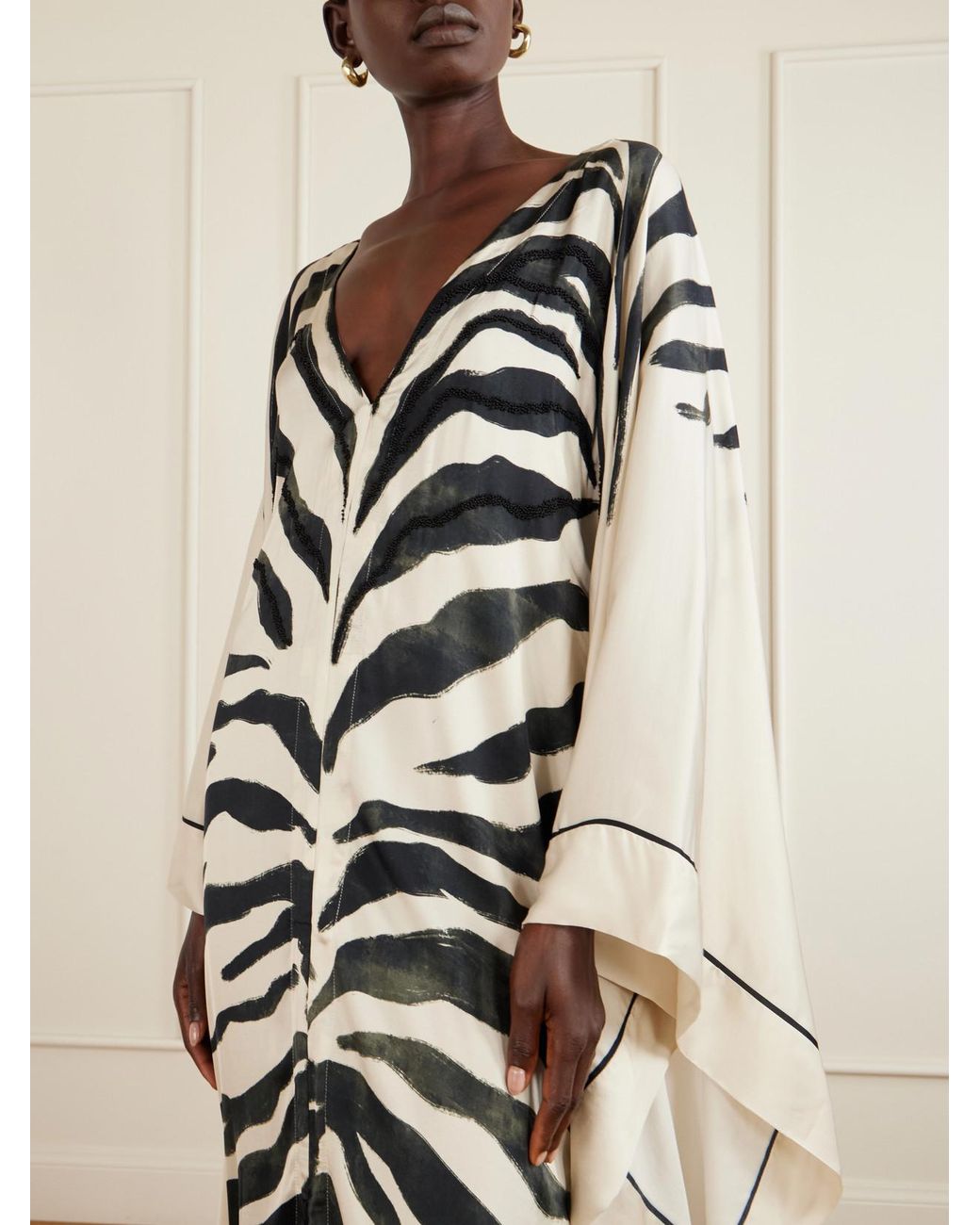 ANDRES OTALORA White Zawadi Del Sol Printed Satin Maxi Dress