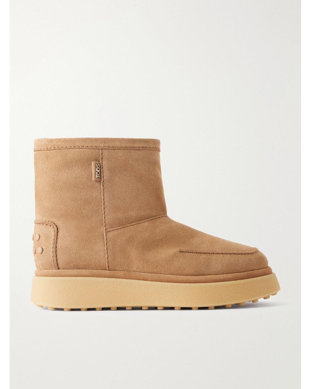 Tod's Natural Gomma 30 Shearling-Lined Suede Ankle Boots
