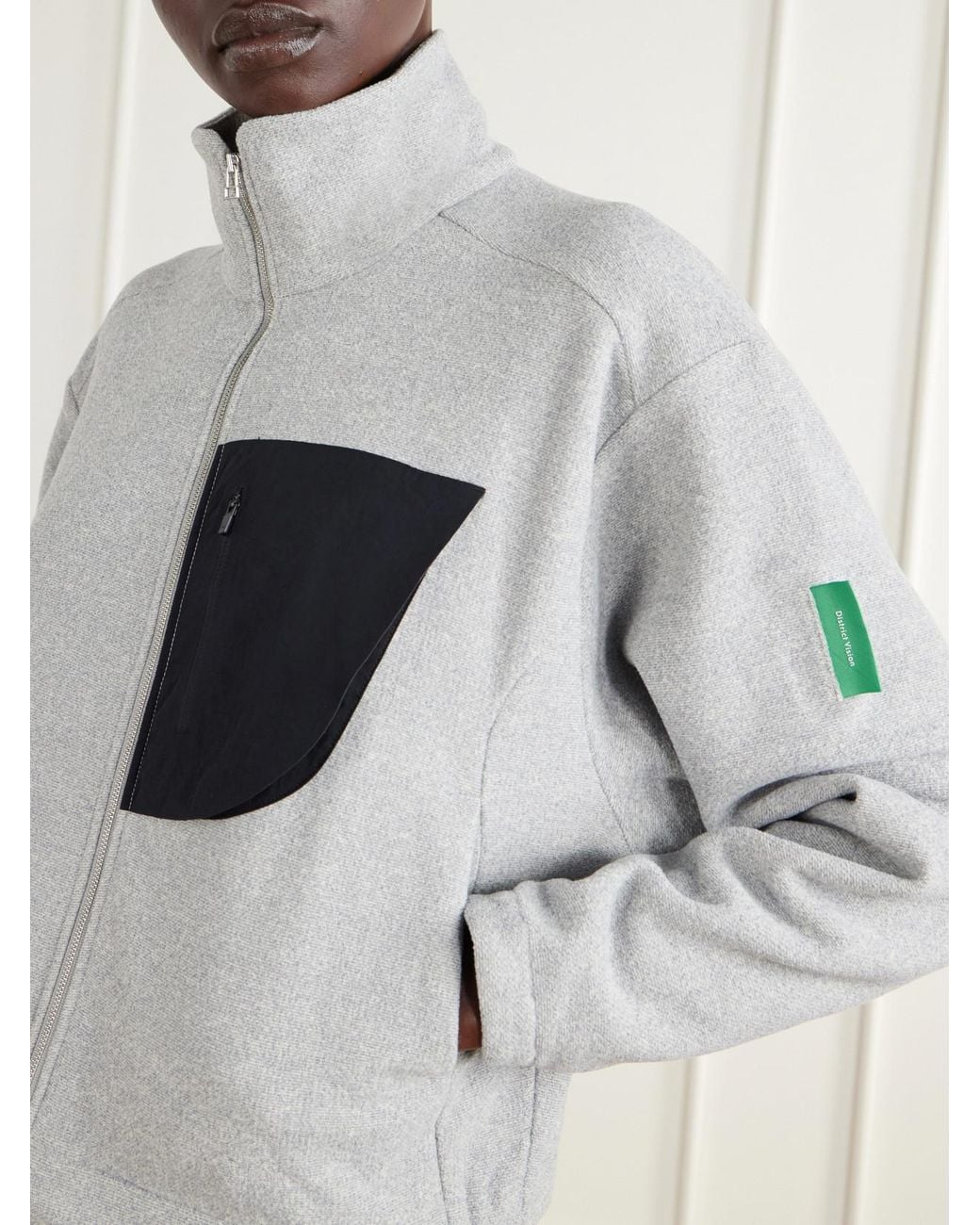 District Vision White Cropped Logo-Appliquéd Shell-Trimmed Recycled Fleece Jacket