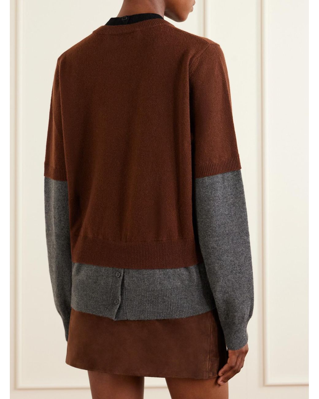 Marni Brown Logo-Appliquéd Cashmere Cardigan