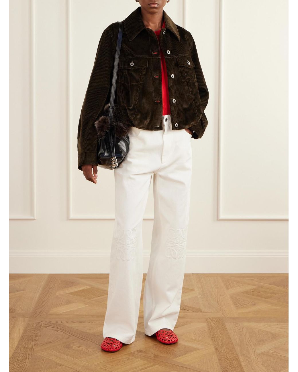 Loewe Black Balloon Gathered Cotton-Corduroy Jacket