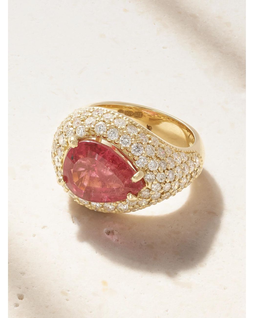 Jacquie Aiche Pink Ring Aus 14 Karat Mit Diamanten Und Turmalin