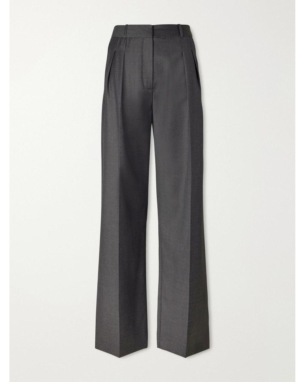 Loulou de Saison Gray Sbiru Pleated Wool-Twill Straight-Leg Pants