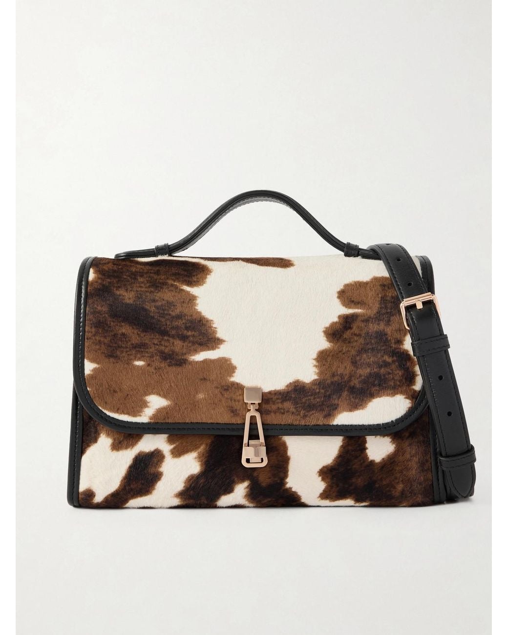 Gabriela Hearst Brown Leonora Medium Cow-Print Calf Hair Top-Handle Bag