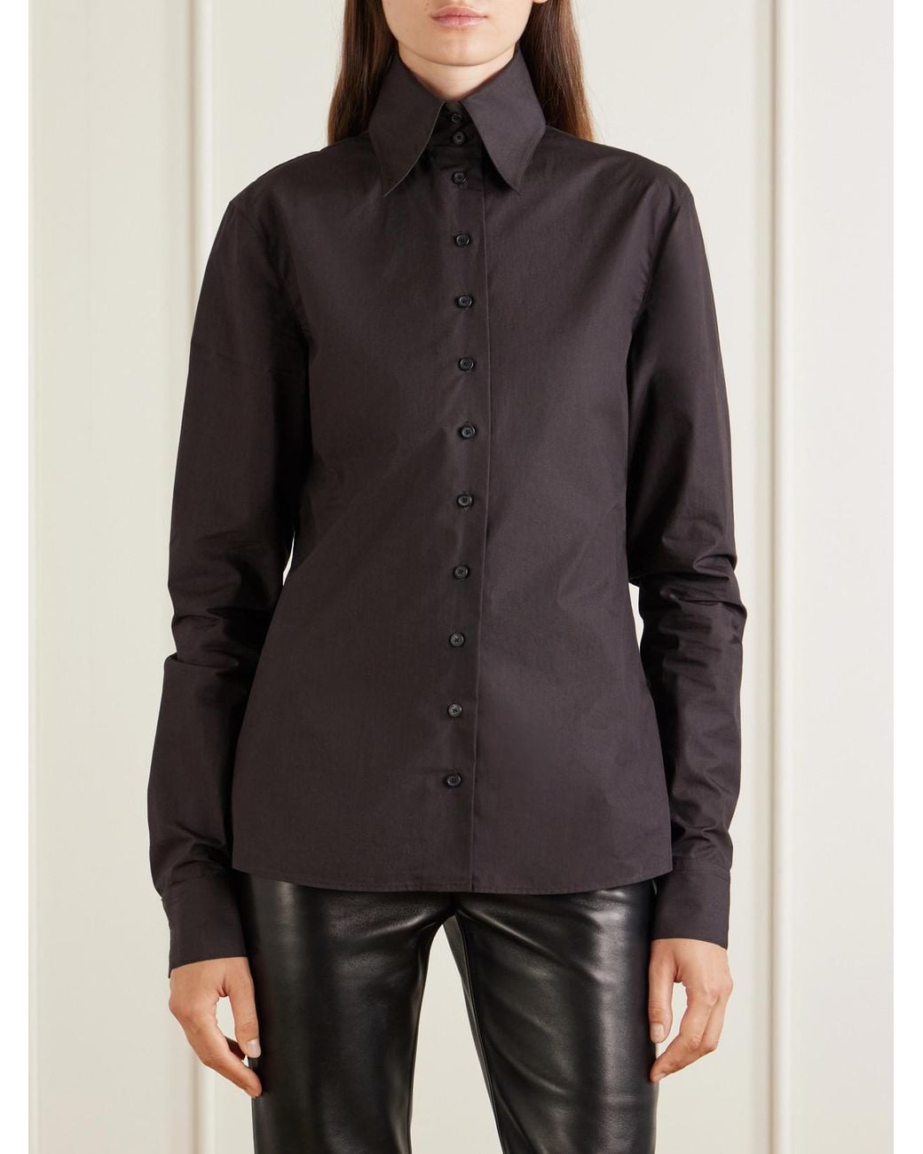 Khaite Black Ivy Cotton-Poplin Shirt