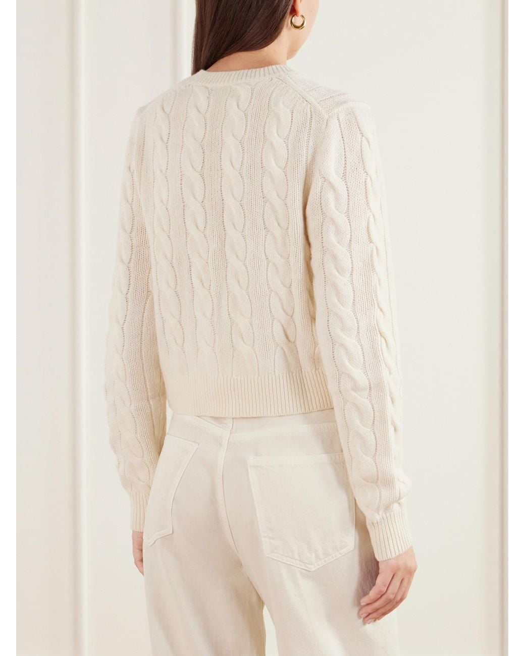 Polo Ralph Lauren Natural Cropped Cable-Knit Wool And Cashmere-Blend Cardigan