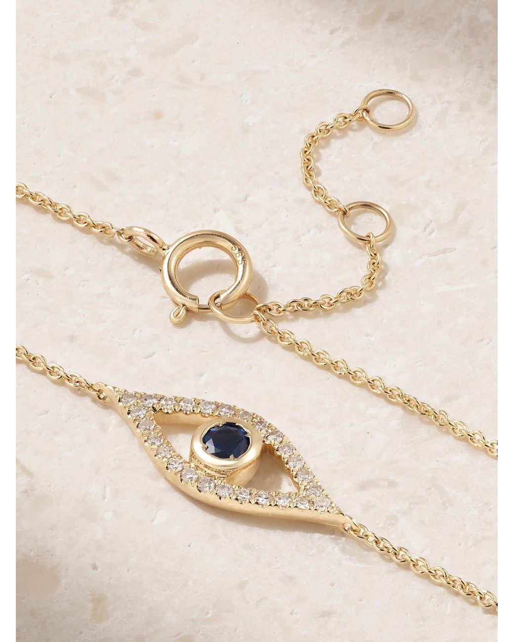 STONE AND STRAND Natural Evil Eye 14-Karat, Diamond And Sapphire Bracelet
