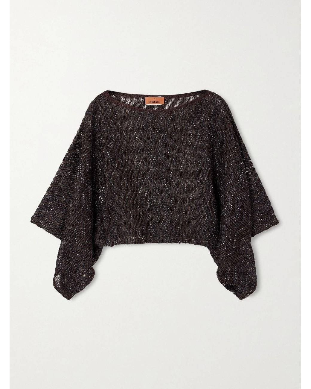 Missoni Black Mare Cropped Sequin-Embellished Crochet-Knit Top