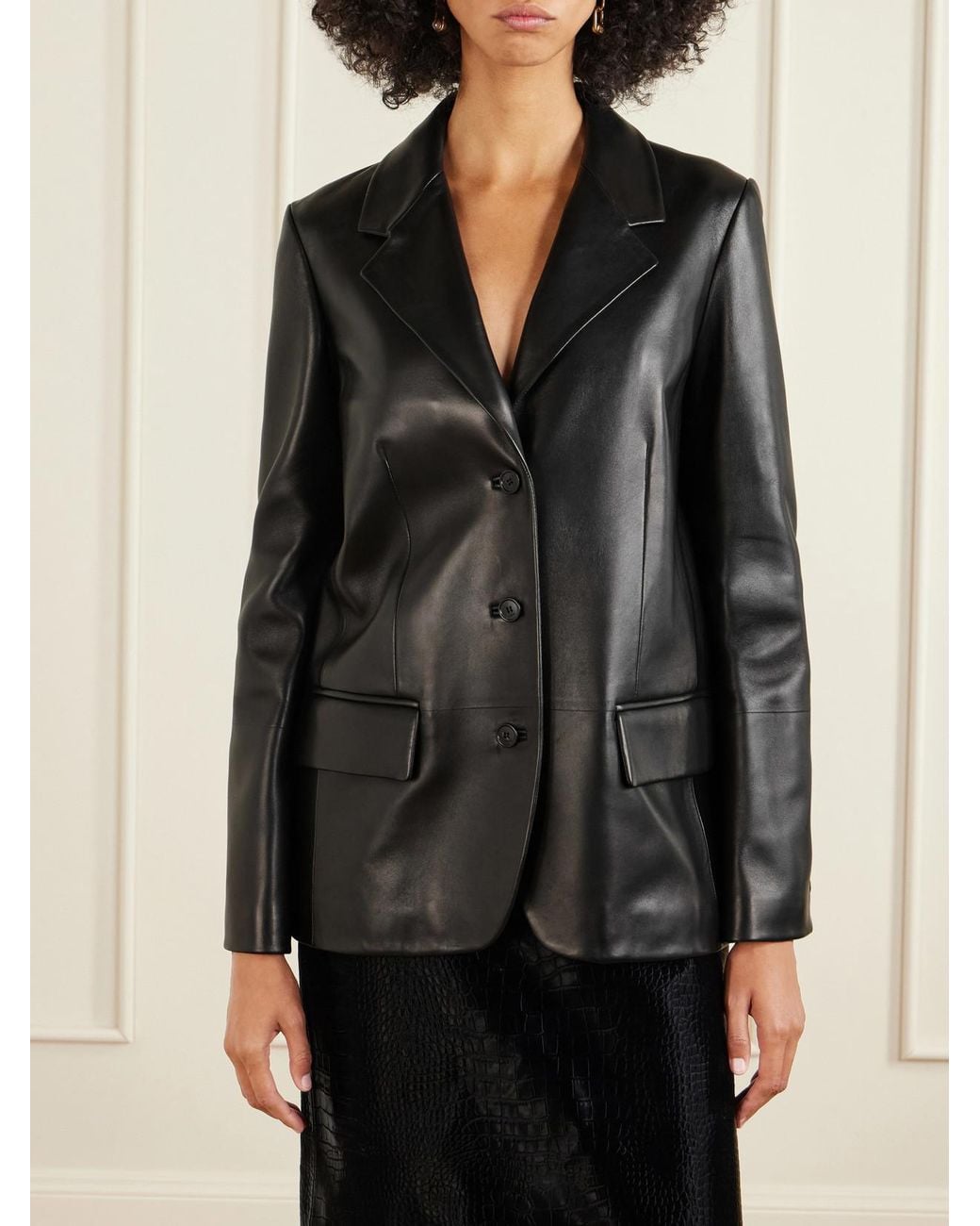 Gucci Black Leather Blazer