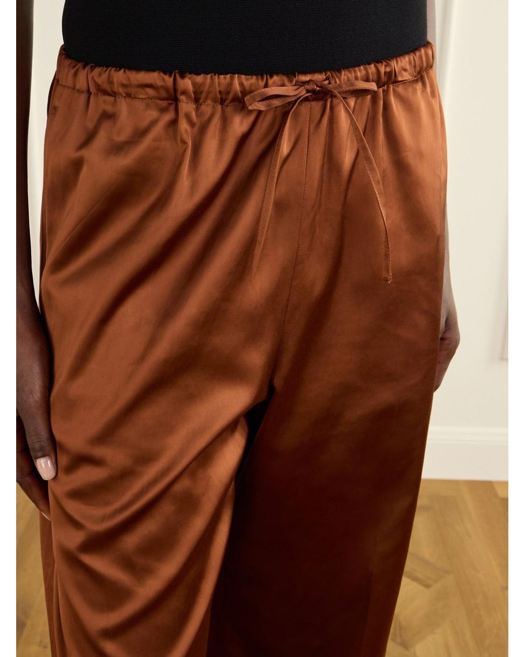Dries Van Noten Brown Puvis Wide-Leg Satin Pants