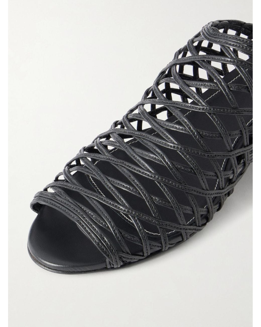 Totême  Black Woven Leather Wedge Mules