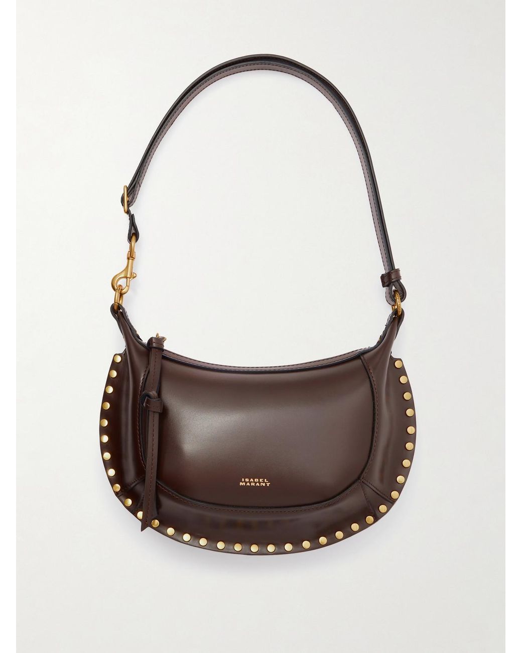 Isabel Marant Purple Oskan Moon Studded Leather Shoulder Bag