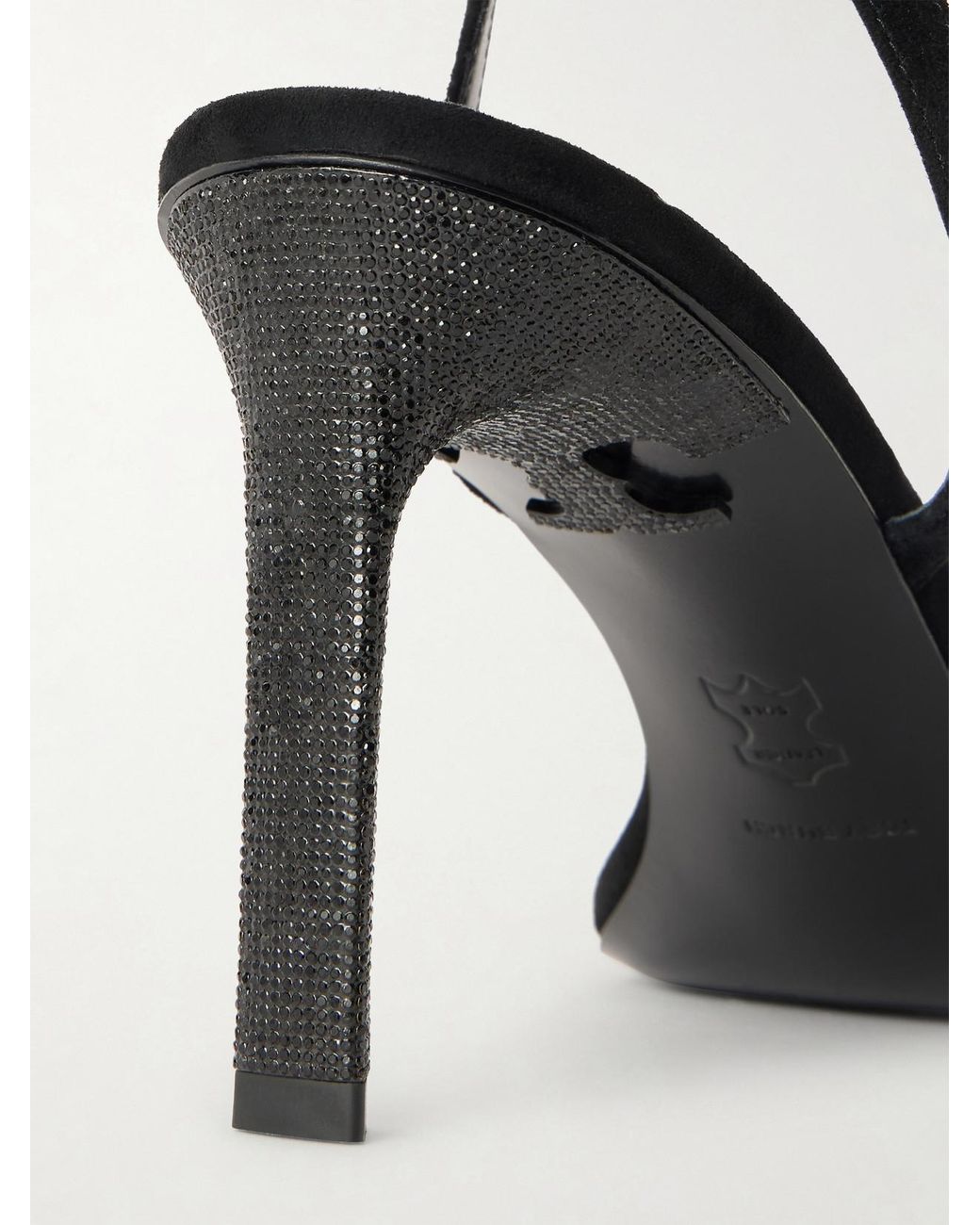 Tory Burch White Crystal-Embellished Suede Sandals