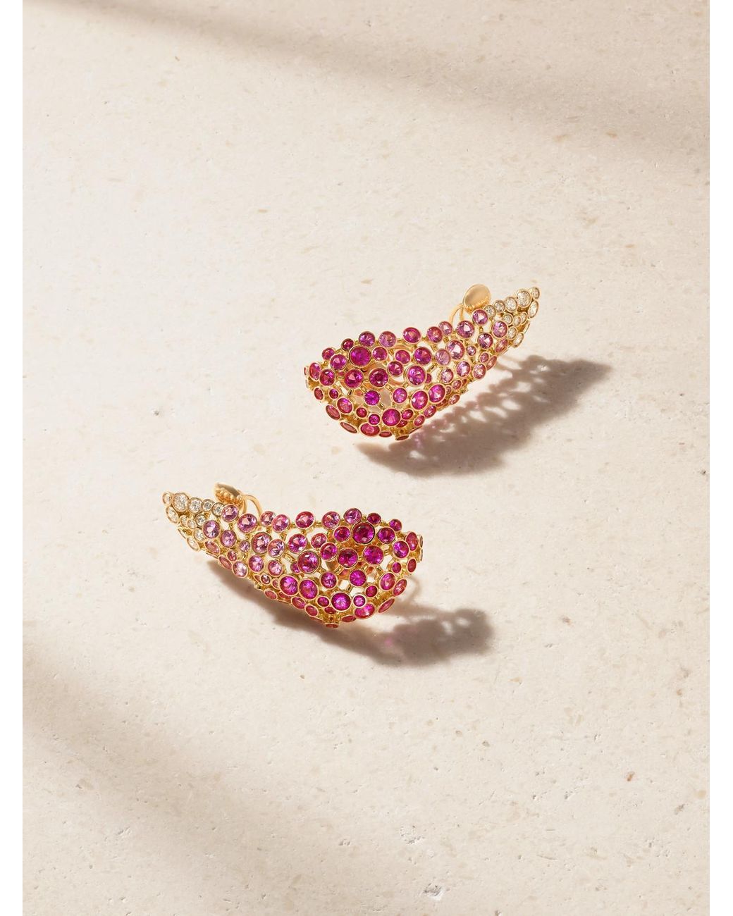 ANANYA Natural Chakra Icon 18-Karat Rose Diamond And Sapphire Earrings