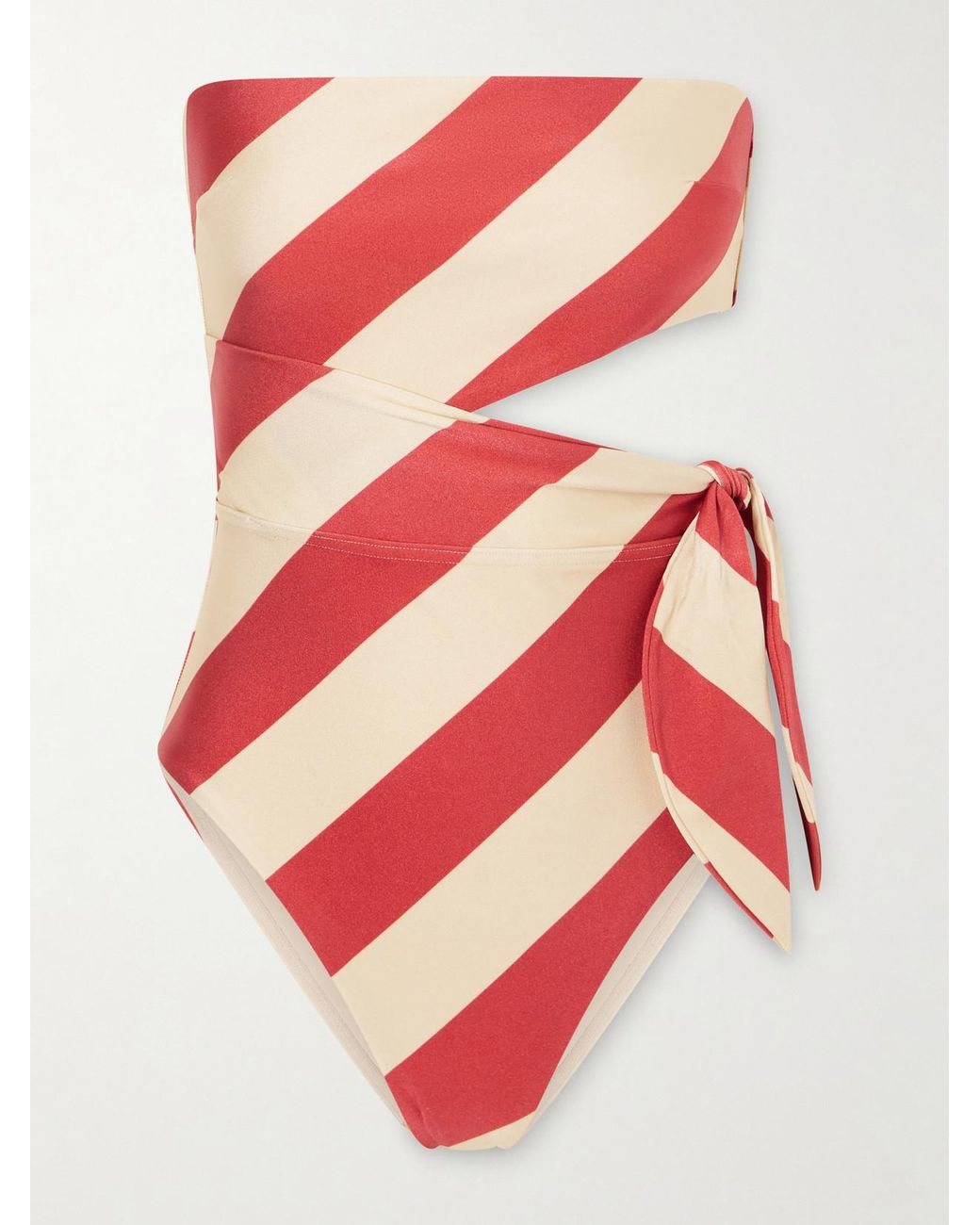 Zimmermann Pink Roselight Tie Bandeau Striped Swimsuit