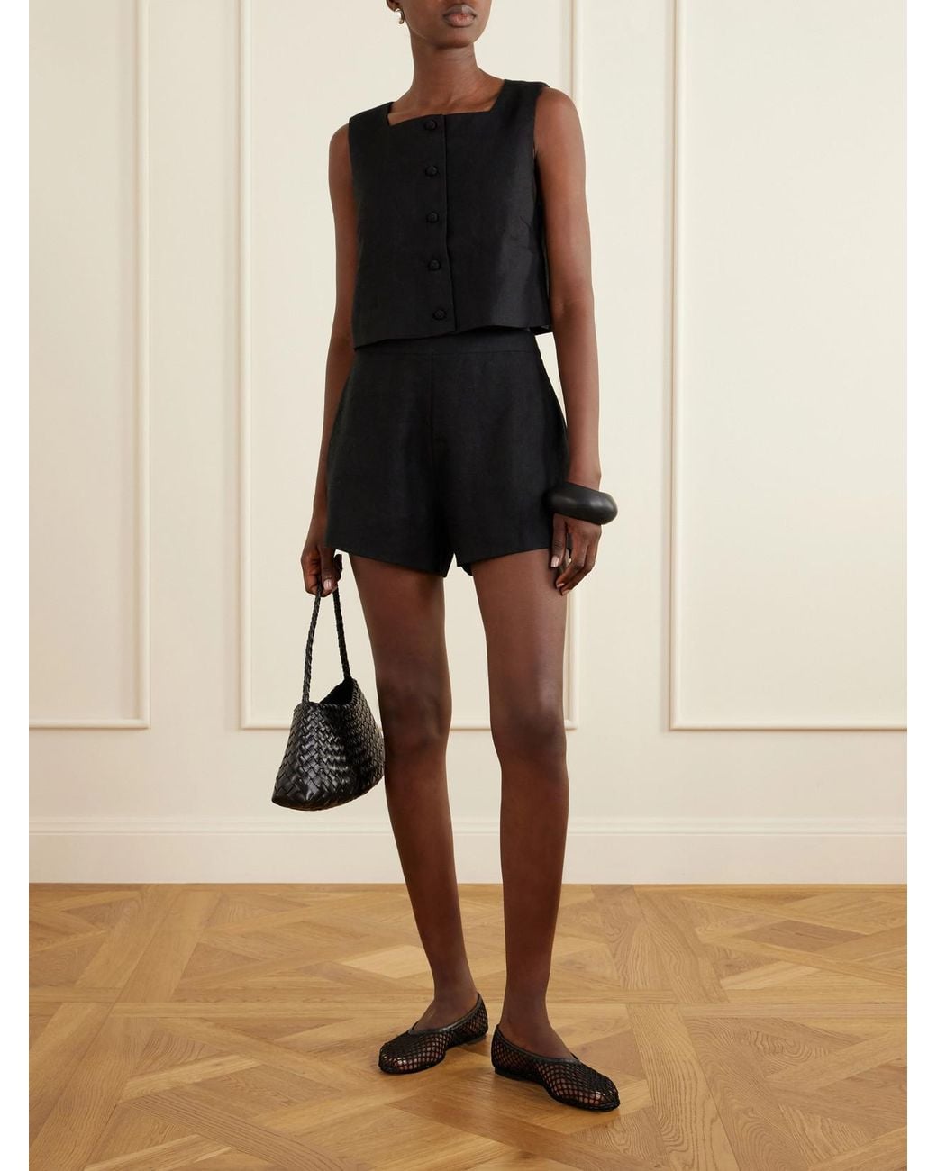 Posse Blue Perri Pleated Linen Shorts