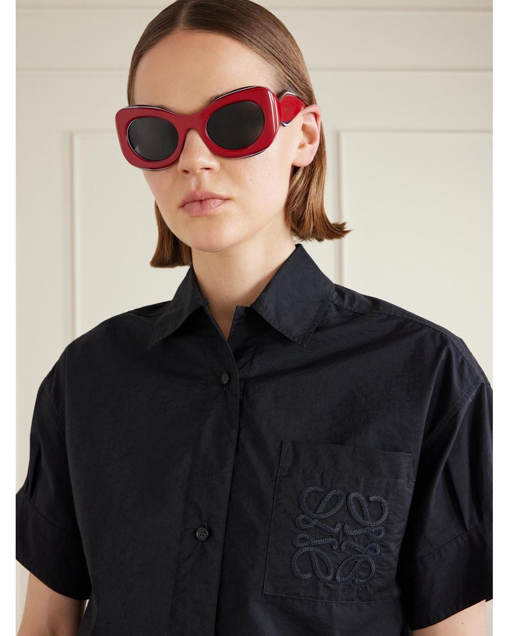 Loewe Red Paula's Ibiza D-Frame Acetate Sunglasses