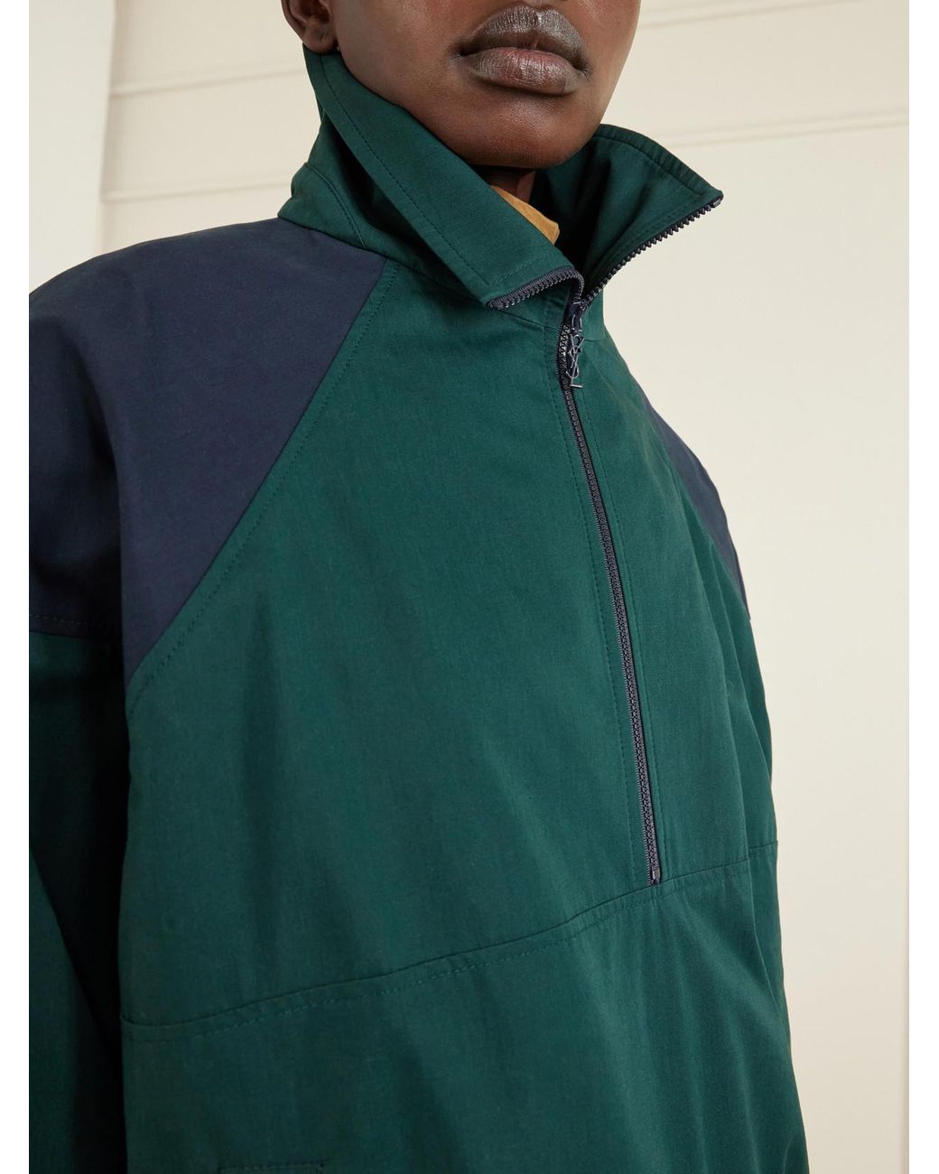 Saint Laurent Green Cotton Half-Zip Jacket