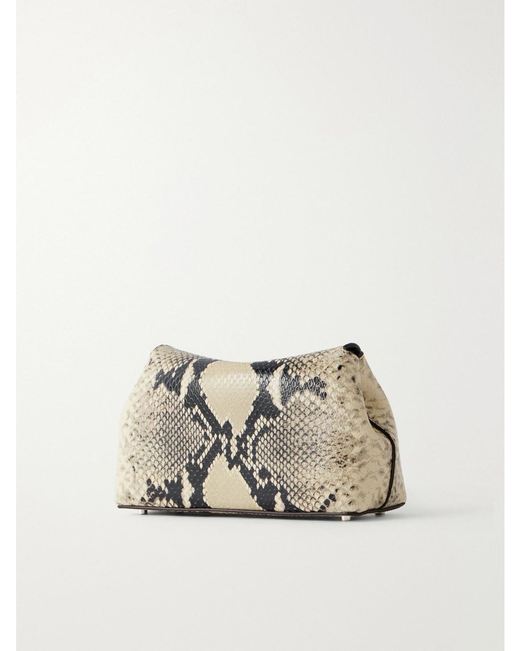 Totême Natural T-Lock Mini Snake-Effect Leather Clutch