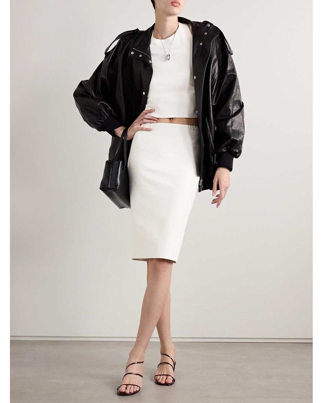 Stouls Gilda Leather Skirt in White | Lyst