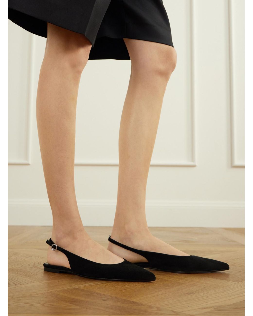 Aeyde White Annora Suede Slingback Flats