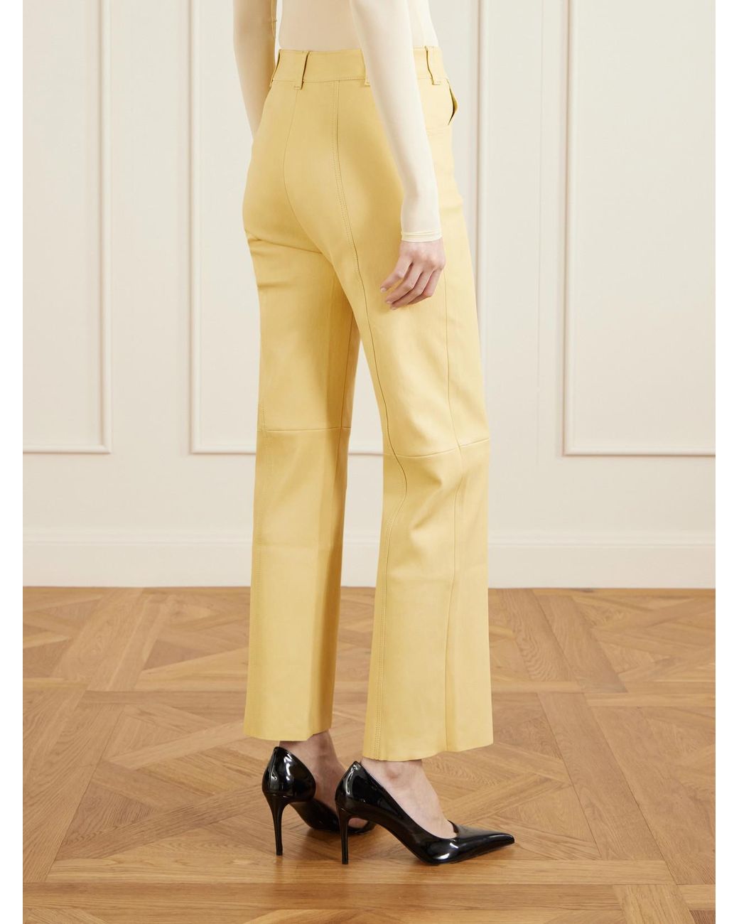 Stouls Yellow Benny Leather Straight-Leg Pants