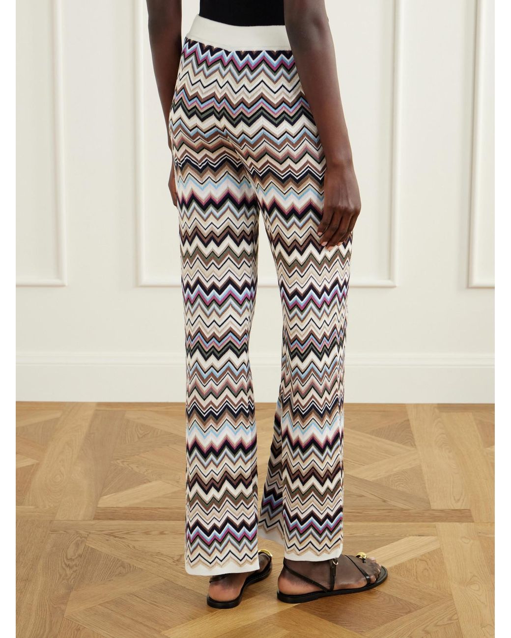 Missoni White Striped Crochet-Knit Straight-Leg Pants