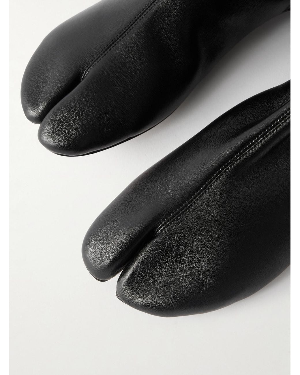 Christen Black Tabi Split-Toe Leather Knee Boots