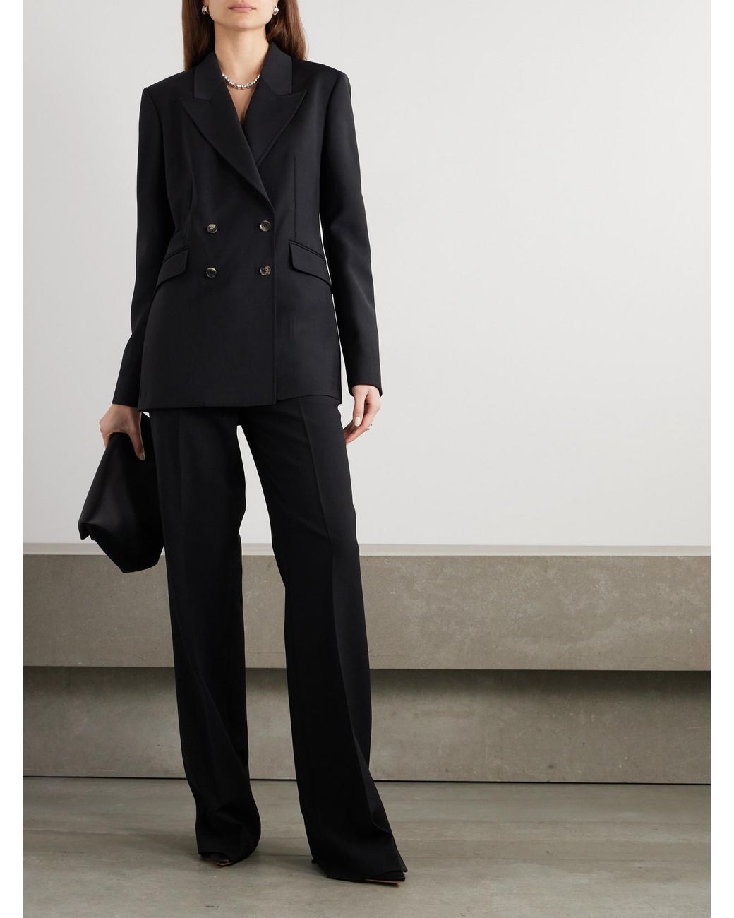 Gabriela Hearst Black Vesta Wool-Crepe Straight-Leg Pants