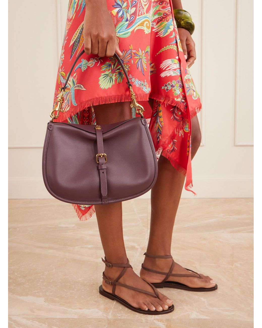 Etro Purple Pony Medium Leather Crossbody Bag