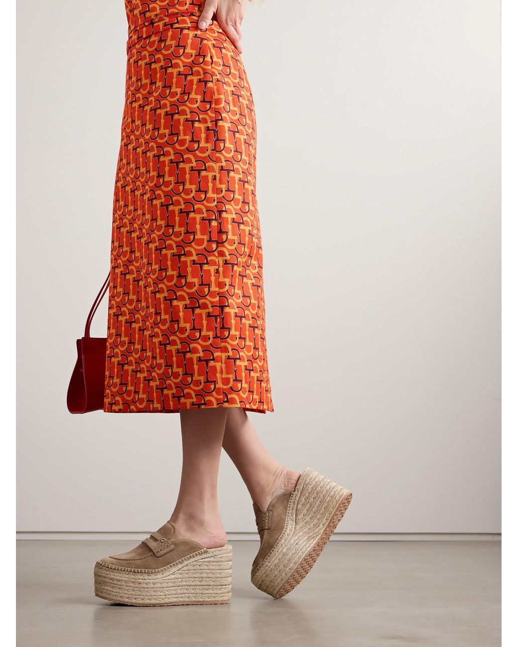 Gianvito Rossi Natural Maxilla 105 Suede Espadrille Wedge Mules