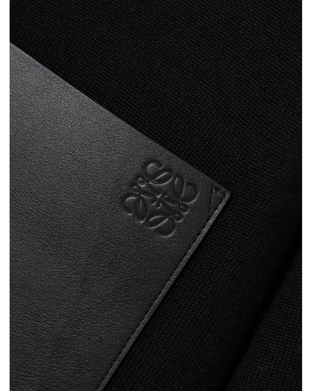 Loewe Black Leather-Trimmed Wool-Blend Hoodie