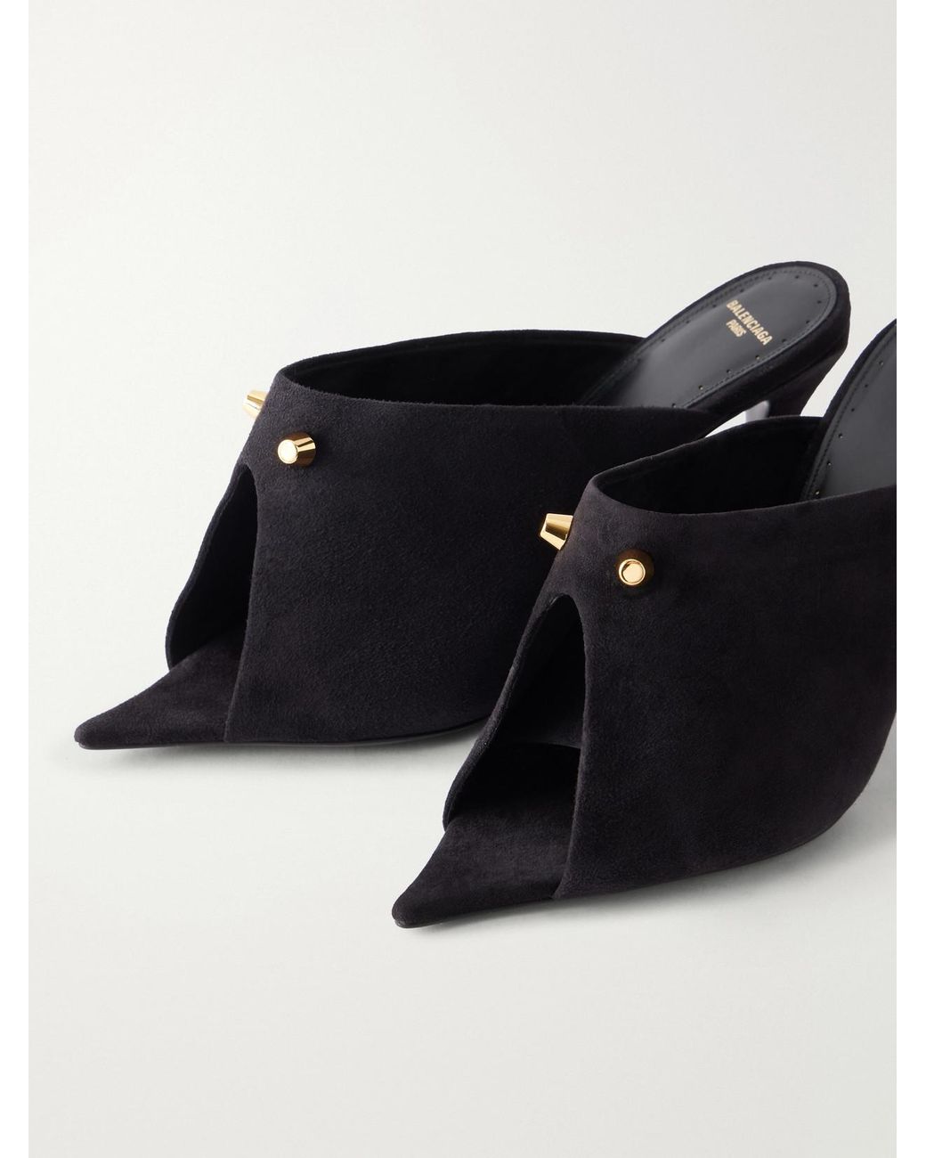 Balenciaga Black Midnight City Studded Suede Mule