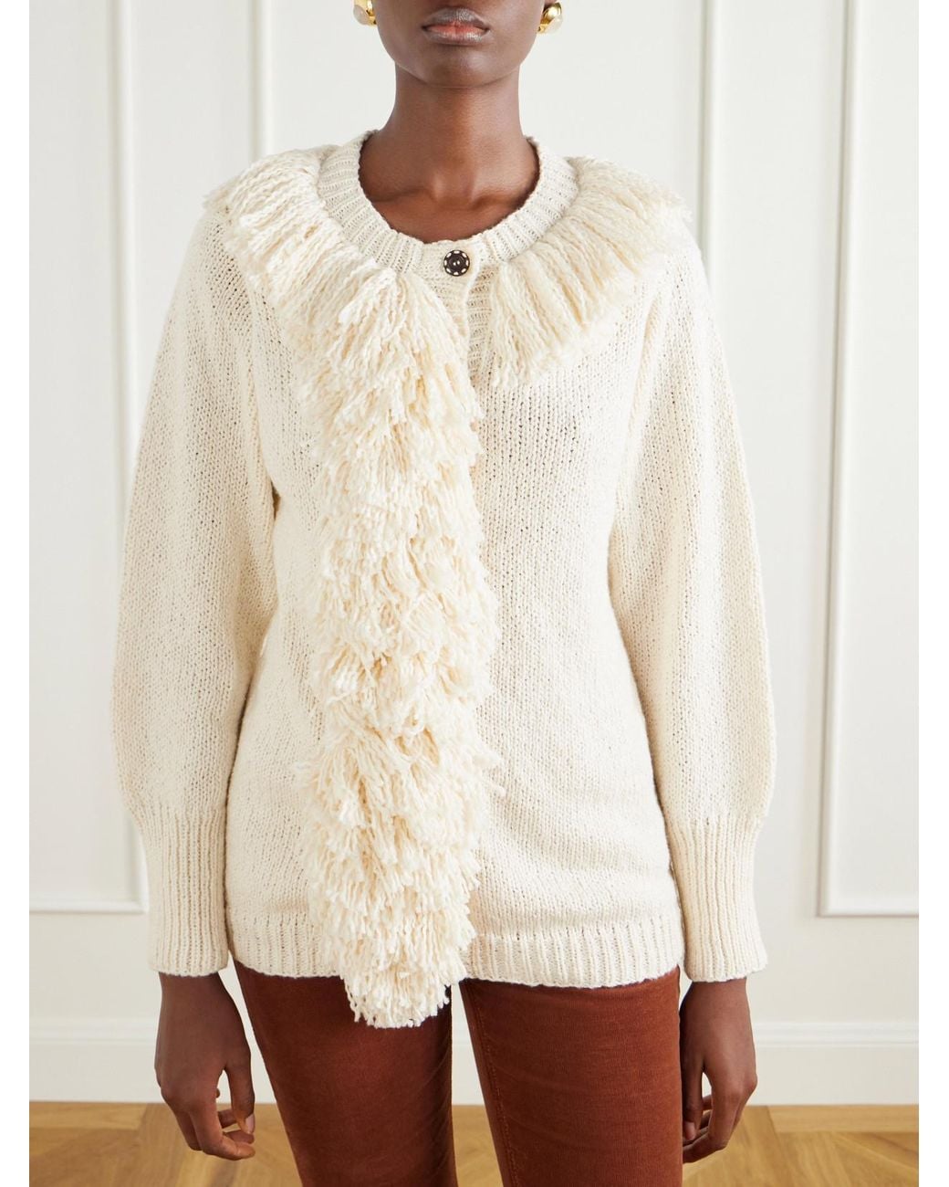 Alix Of Bohemia Natural Sami Fringed Cotton Cardigan