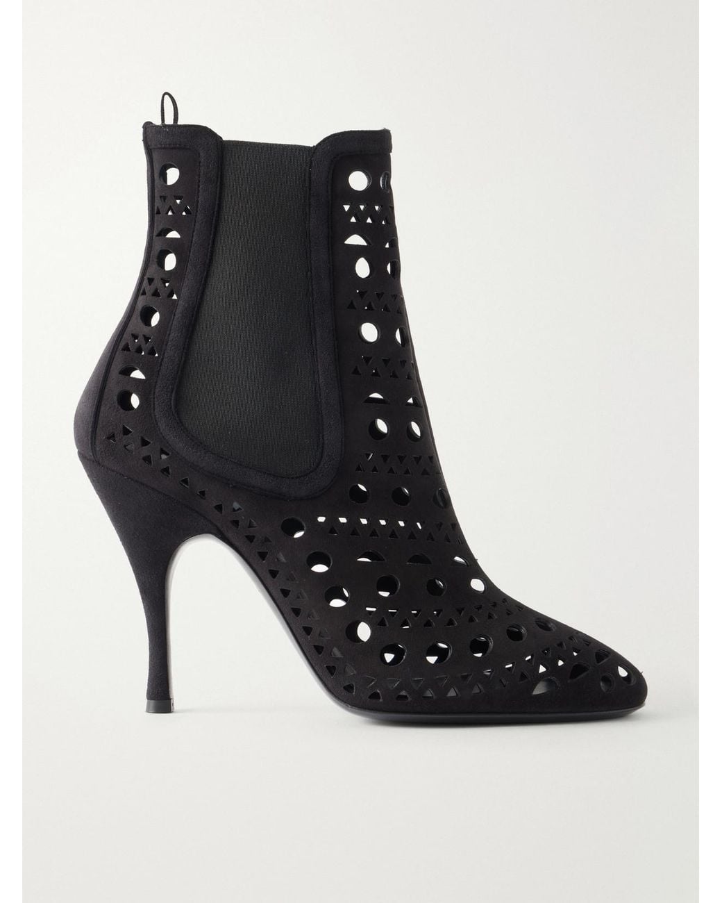 Alaïa Black Vienne 100 Laser-Cut Suede Ankle Boots