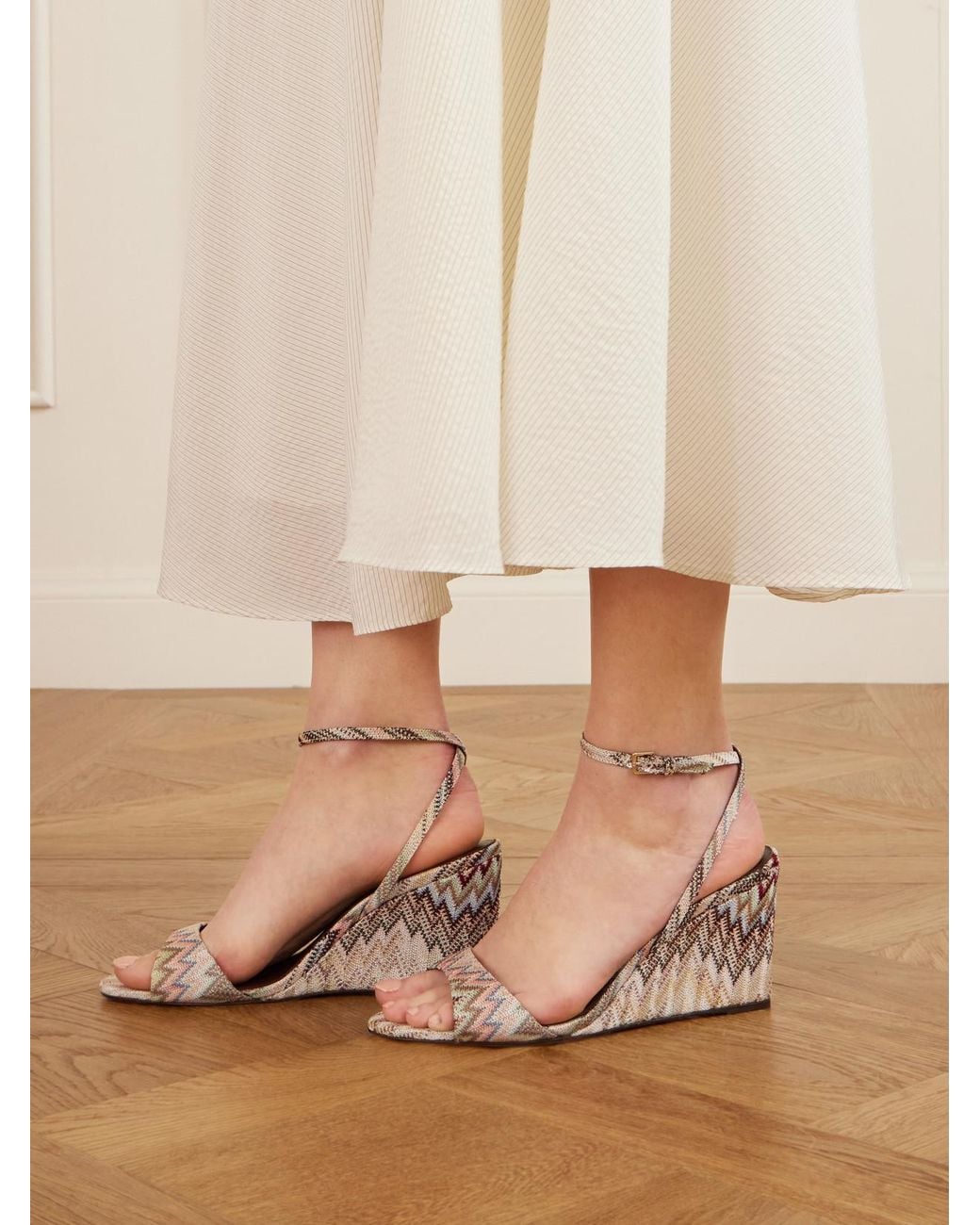 Missoni Natural Julie Striped Woven Sandals